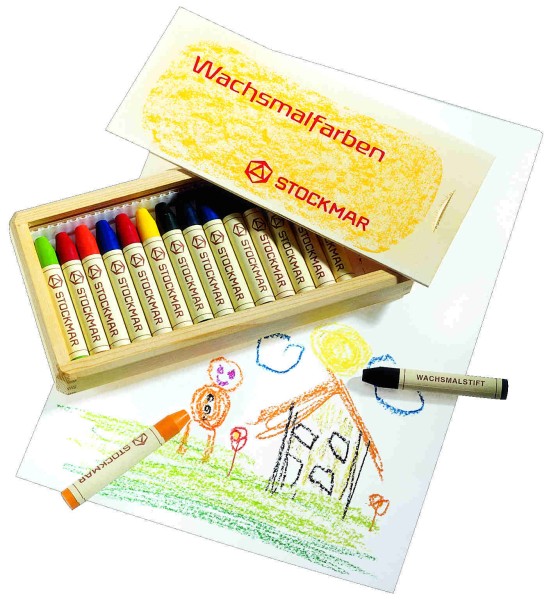 Stockmar Wachsmalstifte - 16 Farben im Holzkasten